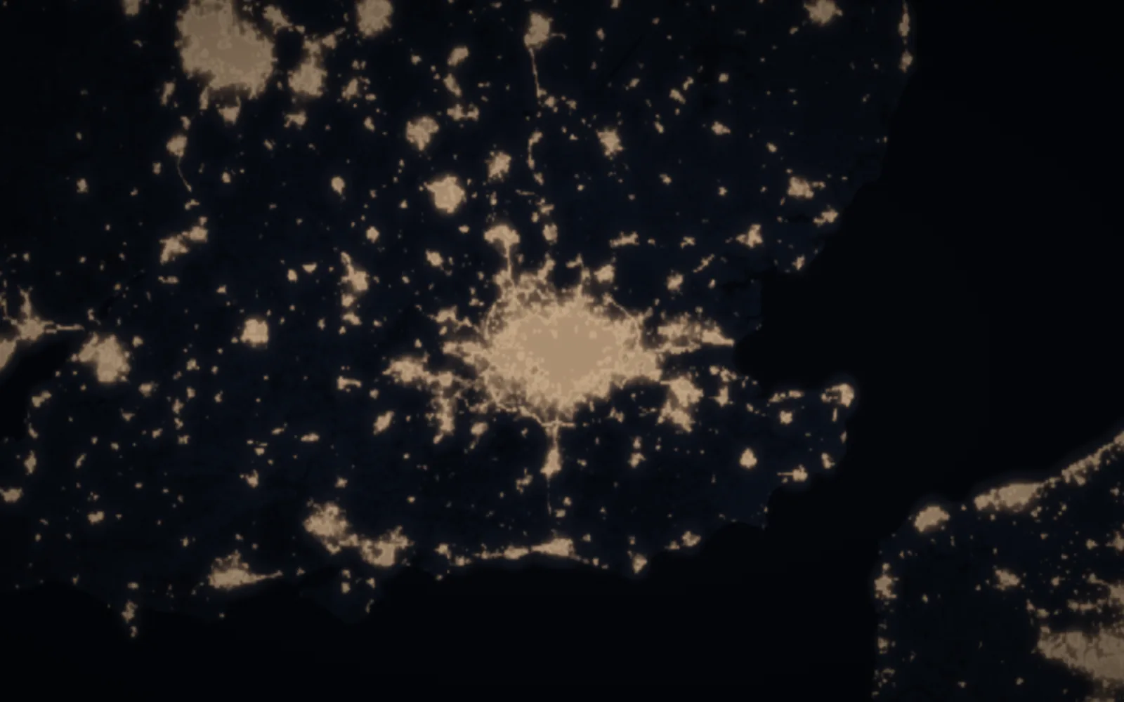 London at night, seen from orbit