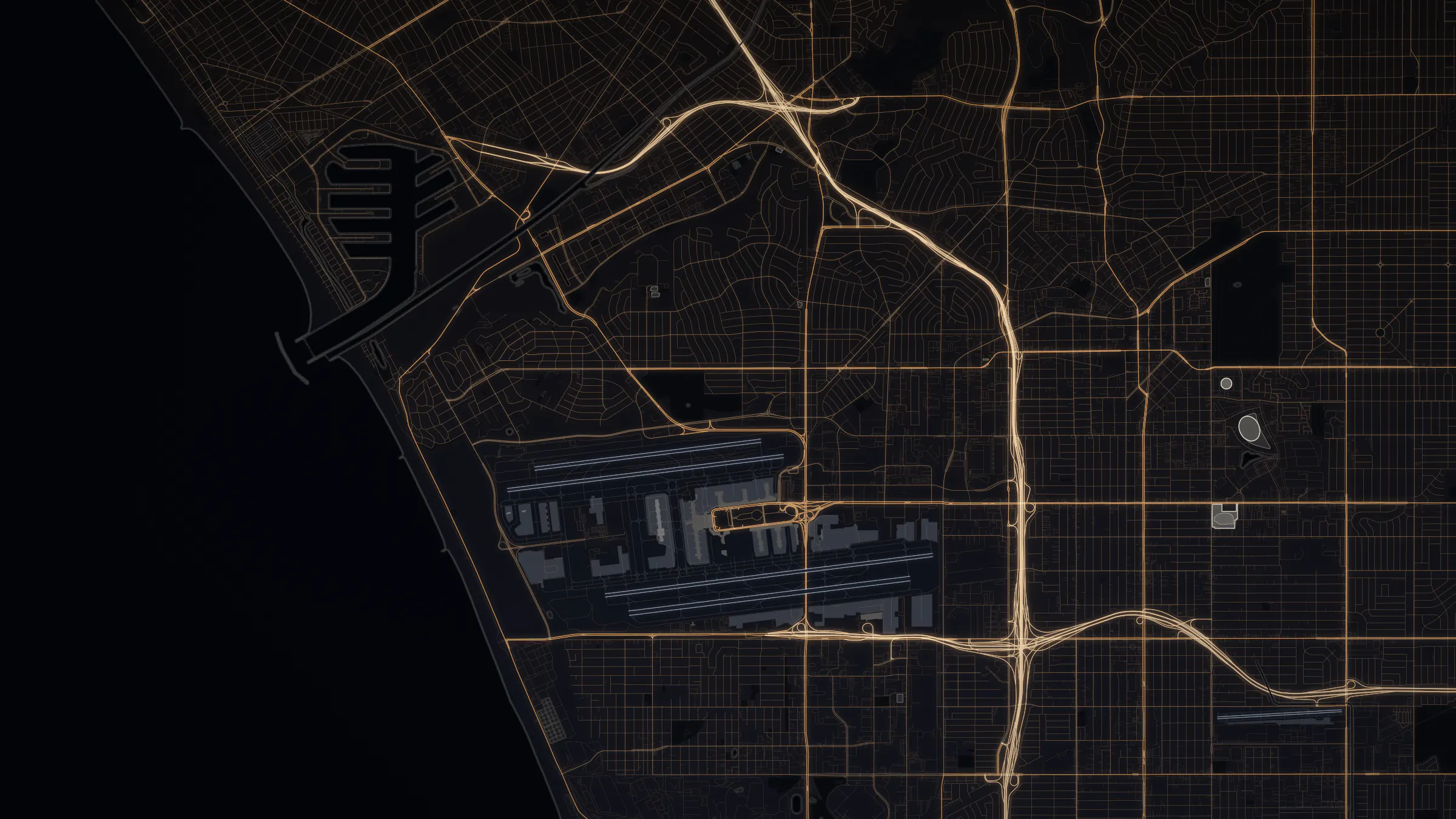 Rendered night view of Los Angeles