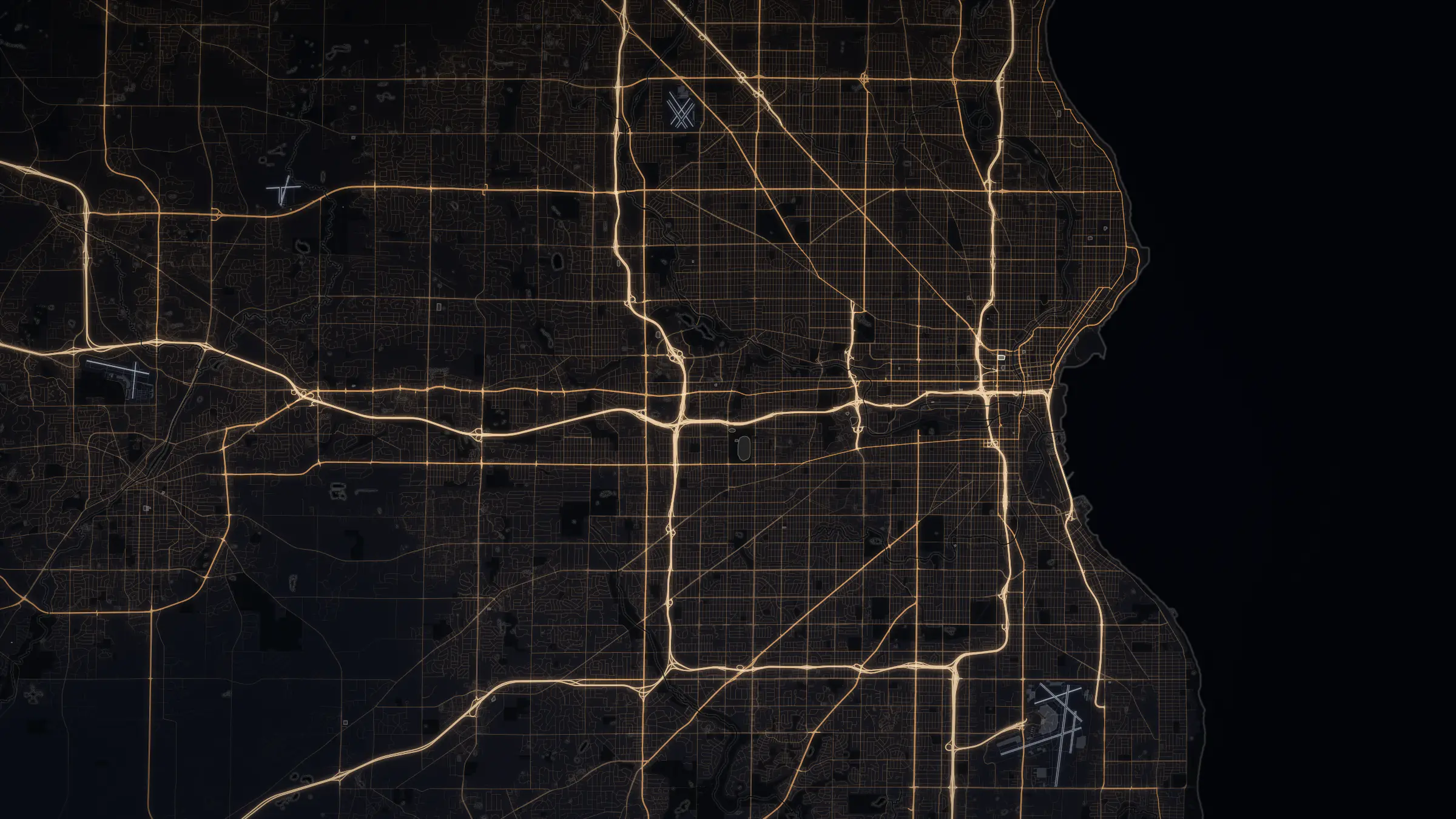 Rendered night view of Milwaukee