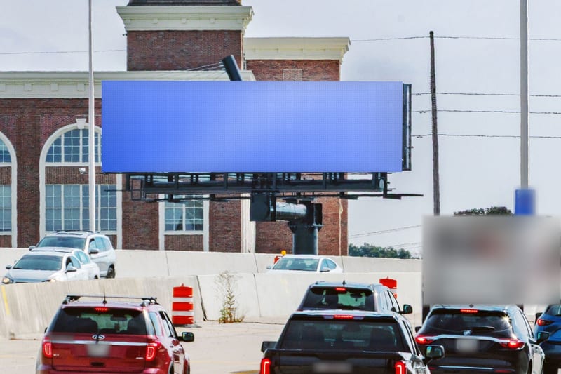 Digital bulletin at I-43 near Glendale Ave · by Port Washington Rd, photographed by day; the advertiser's content is replaced with a preview of your brand